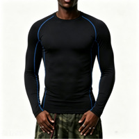 T-shirts de sport de compression en gros pour hommes, anti-transpiration, couche de base, impression personnalisée, OEM, vierges, pour la course et la gym