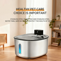 Fontaine à eau carrée pour animaux de compagnie 4L, en acier inoxydable 304, avec capteur sans fil, distributeur automatique pour chats et chiens, rechargeable, vente en gros OEM