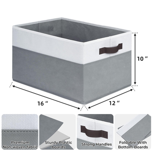 Boîtes de rangement pliables en tissu, organisateur de placard et de garde-robe, panier cube avec couvercle et poignées - Product Image 3