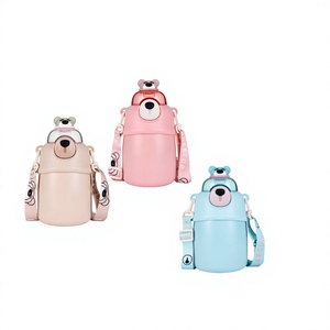 Botella de Agua Escolar Infantil al por Mayor, Bonita, Antiderrames, con Pajita, Kawaii, para Niños y Niñas, Termo Aislado al Vacío de Acero Inoxidable 316 - Product Image 1