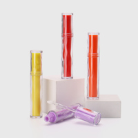 Tube de gloss à lèvres ondulé transparent en PETG avec logo personnalisé, conteneur vide avec applicateur, cosmétique à marque privée