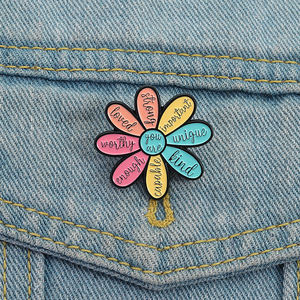 Eres amado esmalte Pin <span class=keywords><strong>cita</strong></span> motivacional flor broche solapa insignia joyería regalo para amigos y niños - Product Image 1