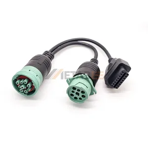 J1939 Splitter 9-Pin grüner Typ 2 Stecker v Berührung und 16-Pin OBD2 Y Diagnosekabel für Lkw