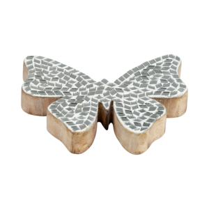 Figurina di Farfalla in Mosaico di Vetro con Base in Legno di Mango, Scultura Decorativa per Casa, Bagno, Ufficio e Stanza - Product Image 2