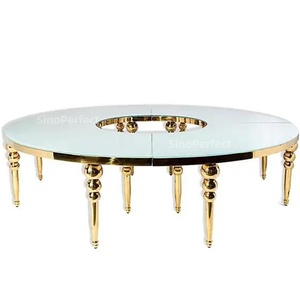 Wholesale Price Wedding Furniture Glass <b>Gold</b> Leg Stainless Steel Hall <b>Round</b> <b>Tables</b> for Events Party - Product Image 1
