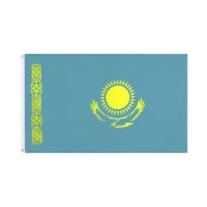 Harga Grosir 100% Poliester 3X5 Kaki Digital Dicetak Kz Kazakhstan Bendera Nasional Kualitas Tinggi