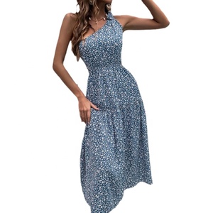 Tùy Chỉnh Mới Nhất Thiết Kế Nữ Chất Lượng Cao Thời Trang Mùa Hè Hoa In Một Vai Hôn Bên Dài Một Dòng Midi Phụ Nữ Ăn Mặc 2022 - Product Image 4