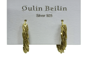 Orecchini a Cerchio Oulin Beilin in Argento 925 Placcato Oro 22k, Design Intrecciato Stile Francese per Uso Quotidiano Femminile - Product Image 1