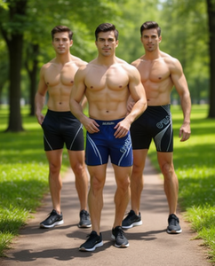 Pantaloncini Sportivi da Uomo Mas MH390 ad Asciugatura Rapida in Spandex e Nylon con Elastico in Vita e Stampa a Strisce Laterali - Product Image 2