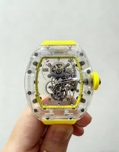 High-quality Full Transparent Crystal <b>Skeleton</b> <b>Automatic</b> <b>Watch</b> With White Rubber Strap - Product Image 2