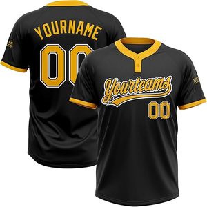 Op maat gemaakt honkbalshirt, softbalshirt, bedrukt, gepersonaliseerd met uw naam en nummer, jersey met twee knopen voor heren/dames/jeugd - Product Image 5