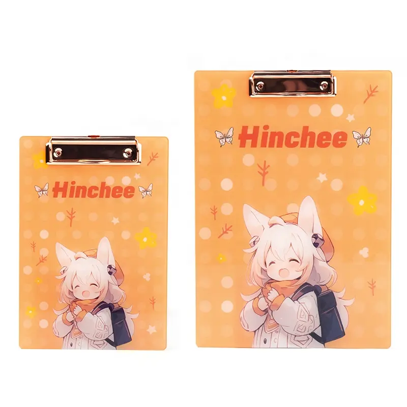 Hinchee haz tu propio portapapeles acrílico Anime personalizado Kpop suministros de oficina y Escuela portapapeles acrílico tablero de escritura carpeta de archivos