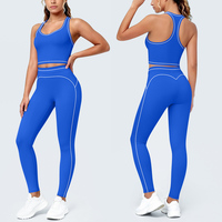 Ensemble de yoga 2 pièces pour femme 2026 – Tenue de sport à séchage rapide, débardeur antichoc et legging taille haute effet push-up mi-mollet