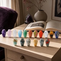 Cercueil en cristal poli sculpté, 30 mm, en quartz naturel, obsidienne, œil de tigre, ornement pour fête d'Halloween et décoration intérieure