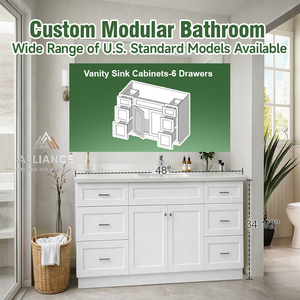 Mueble de Baño Moderno Personalizado |   Gabinete de almacenamiento para baño para proyectos de apartamentos |   Muebles de baño americanos para contratistas - Product Image 6