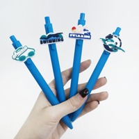 Stylo bille en PVC souple à thème aquatique Kawaii avec logo personnalisé, stylo promotionnel fantaisie OEM, MOQ 100 pièces