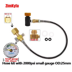 Adaptateur de remplissage de bouteille de CO2 SodaStream, station de remplissage, manomètre 2000 PSI, tuyau de 50 cm, laiton noir + or, garantie 1 an - Product Image 6