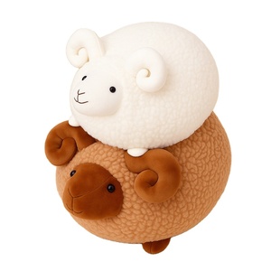 Jouets en peluche de mouton et chèvre en laine de dessin animé, poupée compagnon pour enfants, oreiller cadeau, animaux en peluche rembourrés de coton PP - Product Image 1