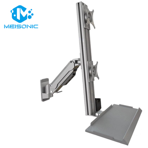 Chất Lượng Cao Hợp Kim Nhôm Màn Hình Kép Màn Hình Cánh Tay Khí Mùa Xuân Miễn Phí Có Thể Điều Chỉnh Dọc Ldc Màn Hình Gắn Kết Công Nghiệp Kép Núi - Product Image 5