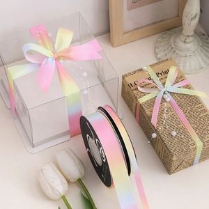 Ruban en satin dégradé arc-en-ciel pour bouquet, côtelé, fait main, en polyester durable, avec logo personnalisé Zexiao, pour emballage cadeau d'anniversaire ou de fleurs - Product Image 3