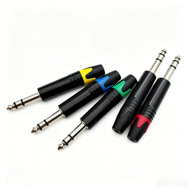 BHA KT02 6.35mm 1/4-inch TRS Stereo Audio Plug Silver Three-prong Soldered Connector for Microphones Mixing Consoles Guitar