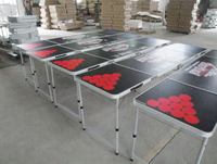 Table de bière-pong en aluminium de conception, table de bière-pong complexe pour jeu de boissons