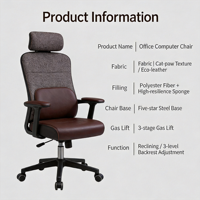 Fauteuil de bureau ergonomique moderne en cuir à griffes de chat, pivotant, avec repose-pieds, idéal pour la maison et le salon