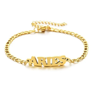 Bracelet de cheville élégant en acier inoxydable avec breloque signe du zodiaque et lettre, cadeau pour femmes et hommes - Product Image 5