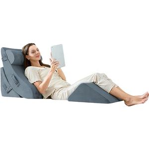 Bantal Wedge busa memori bambu 30 derajat, Set bantal dengan guling ekstra untuk tidur tubuh, asam Apnea, pereda nyeri punggung setelah operasi - Product Image 1