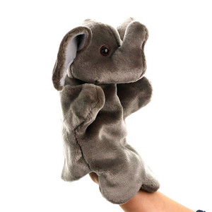 Marioneta <span class=keywords><strong>de</strong></span> elefante <span class=keywords><strong>de</strong></span> peluche rosa con colmillos marrón oscuro, pelo corto gris claro y terciopelo gris oscuro - Product Image 3