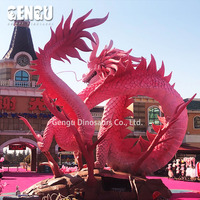 Aire de jeux personnalisée Décoration de dragon rose Animatronic Sculpture chinoise Loong