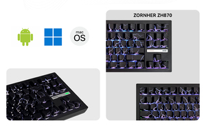 <span class=keywords><strong>Clavier</strong></span> mécanique sans fil Zornher ZH870 Black Lightning RGB rétroéclairé pour Wi-Fi 2,4 GHz Type-C, programmable, 88 touches, pour le gaming - Product Image 4