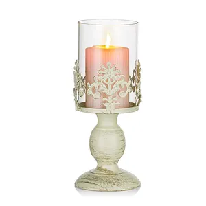 Suporte de vela versátil metálico, suporte de vela com base floral, suporte de vela vintage de marfim