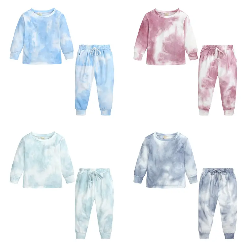 Vente en gros d'ensemble de sport vêtements d'automne mère-fille nouveau costume imprimé tie-dye vêtements parent-enfant ensemble deux pièces à la mode