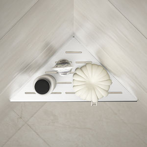 ที่วางสบู่พร้อมที่วางสบู่สำหรับห้องน้ำที่จัดระเบียบกระเบื้องห้องอาบน้ำแบบทันสมัยไม่จำเป็นต้องใช้กาวในชั้นวางเหล็กสีดำ - Product Image 3