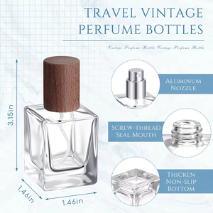 <b>Empty</b> Refillable Travel Size 30ml Flat Square Fine Mist Glass <b>Spray</b> <b>Bottle</b> Vintage Fragrance Packaging Glass <b>Bottle</b> - Product Image 4