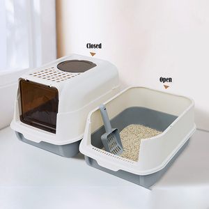 Faltbare Katzentoilette mit Deckel, extra groß, aus Kunststoff, leicht zu reinigen, 2-in-1, für Katzen und Kätzchen - Product Image 1