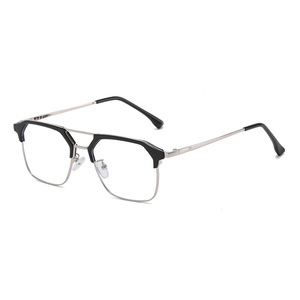 Monturas Ópticas Metálicas de Doble Viga, Color Negro Plateado, Cuadradas, con Bloqueo de Luz Azul, para Hombre, 2023, 2026, de Alta Calidad - Product Image 6