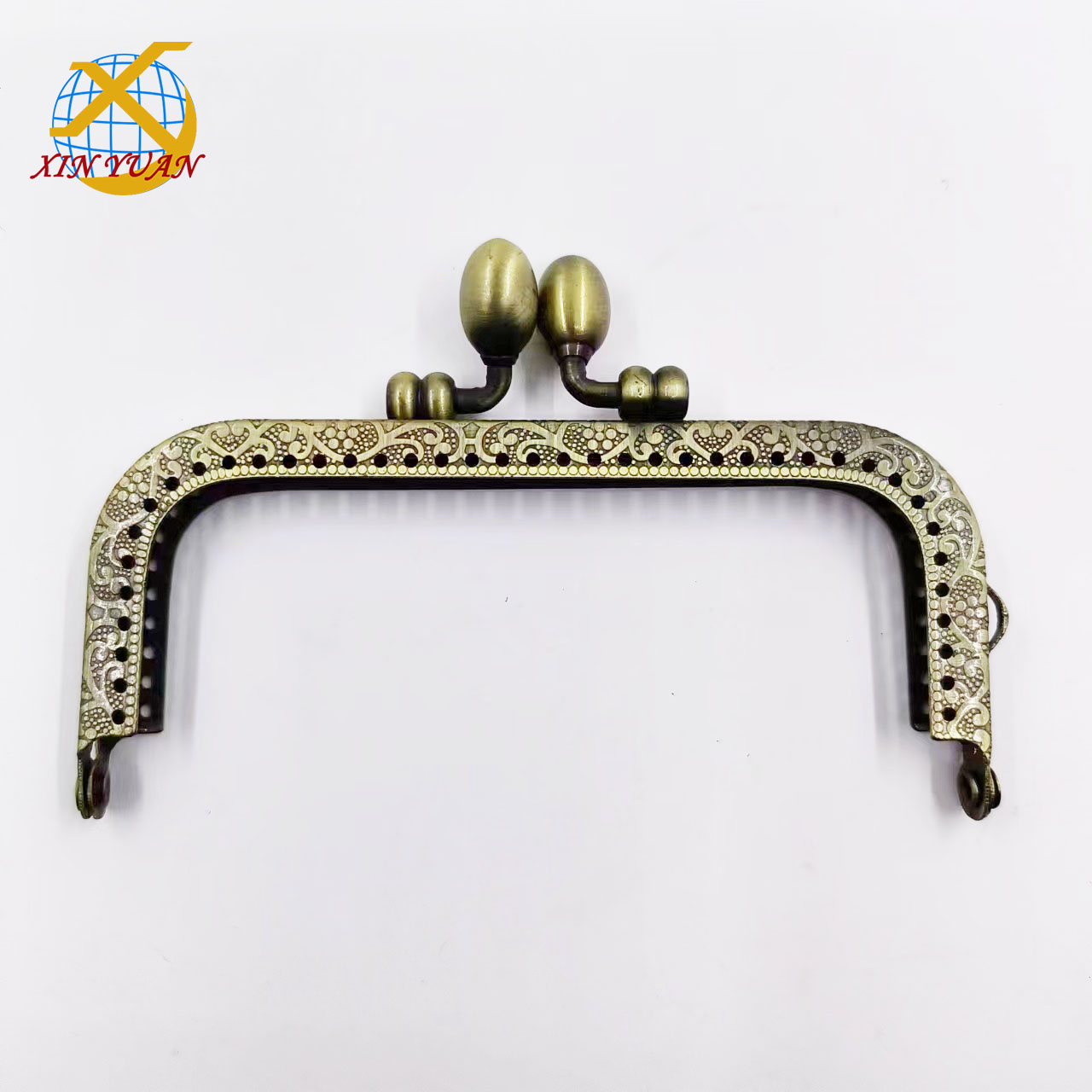 Customized Square Bronze Metal Purse Frame Accessories Embossed