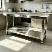 Table de préparation de cuisine commerciale GAOYA en acier inoxydable 201/304, finition polie, pieds réglables en hauteur – Vente directe usine