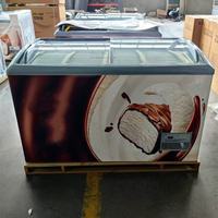Congélateur vitrine commercial 400L en acier inoxydable à température unique avec refroidissement direct, pour crèmes glacées et boissons
