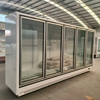 Congélateur vertical commercial à porte vitrée, 2 à 5 portes, 1400-3500L, système de refroidissement par unité externe pour supermarché et aliments surgelés