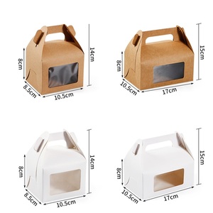 Boîte à gâteaux en papier Kraft jetable, emballage de poignée Portable, boîte à Dessert de boulangerie, vente en gros, fenêtre transparente personnalisée - Product Image 3