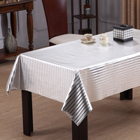 Nappe en PVC métallisé à rayures argentées RNPT, avec support tissé, résistante à l'huile et à la chaleur, pour table de cuisine