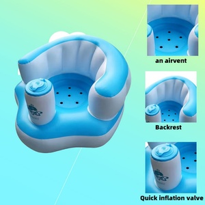 Wholesale Popular Blue <b>Inflatable</b> Baby Sofa Portable Kids <b>Bath</b> Stool Baby Supplies for 3 6 9 12 Months Toddlers - Product Image 3