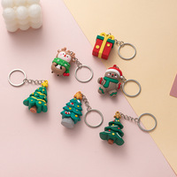 Porte-clés de Noël Jincan 2026 mignon, pendentif Père Noël, design arbre, cadeau pour petite entreprise, en PVC souple, impression numérique