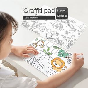 Tablette de peinture à l'aquarelle en silicone transparent lavable pour enfants, série Espace Océan, 40x30cm, toile de peinture pour salle à manger - Product Image 1