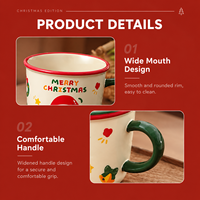 Mug à café en céramique de Noël de 430 ml avec couvercle et cuillère, tasse à café de Noël Père Noël, ensemble cadeau de Noël pour les commandes en gros avec logo personnalisé