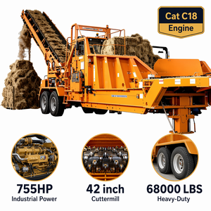 <span class=keywords><strong>Broyeur</strong></span> à bois horizontal 300-400 YPH 2680XP 755HP Cat C18 monté sur chenilles pour le traitement continu des déchets industriels - Product Image 3