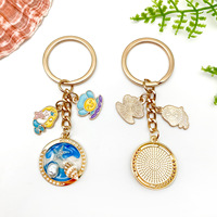 Porte-clés pour femme 2026, thème océan, avec pendentif coquillage et étoile de mer en alliage plaqué coloré